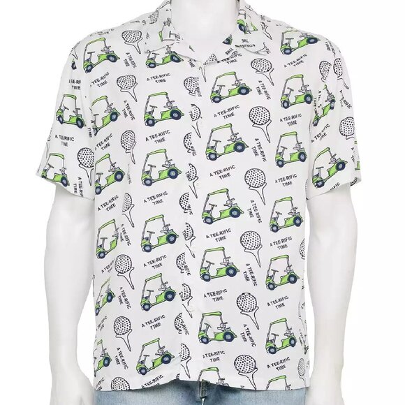 A Tee-Riffic Time Golf Shirt Short Sleeve Button Down by Bioworld Men's XXL NWT - Picture 7 of 7